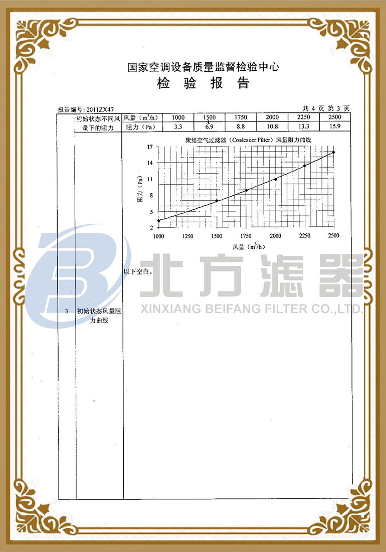 聚結(jié)空氣過濾器檢測(cè)報(bào)